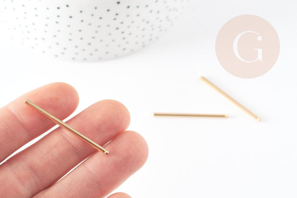 Pendentif barre ronde laiton doré 14K 40mm, x10 (G3380)