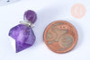Pendentif bouteille parfum améthyste naturelle platine argenté 27mm ,x1 (G7148)