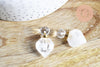 Pendentif bouteille parfum cristal de roche naturel laiton doré 27mm, x1 (G6736)