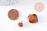 Pendentif bouteille parfum œil de tigre naturel laiton platine 27mm, x1 (G10582)