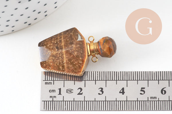 Pendentif bouteille parfum œil de tigre naturelle,pendentif pendentif collier,pendentif œil de tigre Naturel,37mm, x1 (G5229)