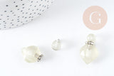 Pendentif bouteille parfum quartz citron naturel laiton platine 27mm, x1 (G9105)