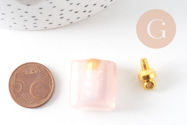 Pendentif bouteille parfum quartz rose naturel 33mm, x1 (G5187)