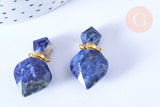 Pendentif bouteille parfum sodalite naturelle laiton doré 27mm, x1 (G7147)