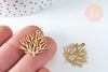 Pendentif branche de corail acier 201 inoxydable doré 18K 23.5mm, x1 (G6337)
