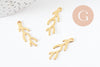 Pendentif branche de corail acier 201 inoxydable doré 24K 28mm, x1 (G9672)