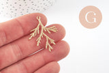 Pendentif branche de corail acier 201 inoxydable doré PVD 18K 35mm, x1 (G9670)