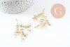 Pendentif branche feuille laiton laiton brut 48mm, x2 (G6584)