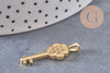 Pendentif breloque clef laiton doré et zircon 28.5mm, x1 (G4463)
