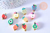 Pendentif breloque fruits polymère multicolore 12-17mm, perles colorées et estivales pour créer des bijoux fantaisie, x10 (G6689)