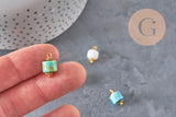 Dije conector de piedra natural y zamac dorado de 14.5mm, x1 (G7302)