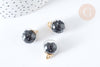 Pendentif bulle verre transparent cristal noir 22mm, x1 (G8101)