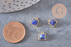 Pendentif carré lapis Lazulis, pendentif pierre,lapis naturel, pierre bleue,pierre naturelle,8mm, x2 (G0932)
