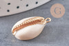 Pendentif cauri ouvert coquillage naturel doré, pendentif doré, création bijou coquillage cauri, coquillage naturel, x1,23-28mm-G2139