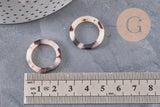 Pendentif cercle beige acétate,connecteur plastique, 21.5mm, x5 ou x10 (G1433)