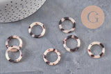 Pendentif cercle beige acétate,connecteur plastique, 21.5mm, x5 ou x10 (G1433)
