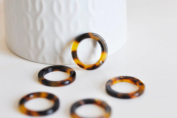 Pendentif cercle marron acétate, fourniture bijoux,perle acétate,connecteur plastique,21.5mm, x2 ou x10 G4802