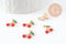 Pendentif cerise doré émaillé rouge zamac doré 13mm x5 (G3307)
