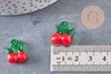 Pendentif cerise fruit rouge verre artisanal 15-19mm, x5 (G1967)