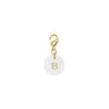 Pendentif charm initiale rond nacre blanche lettre, pendentif alphabet x1 (G9397)
