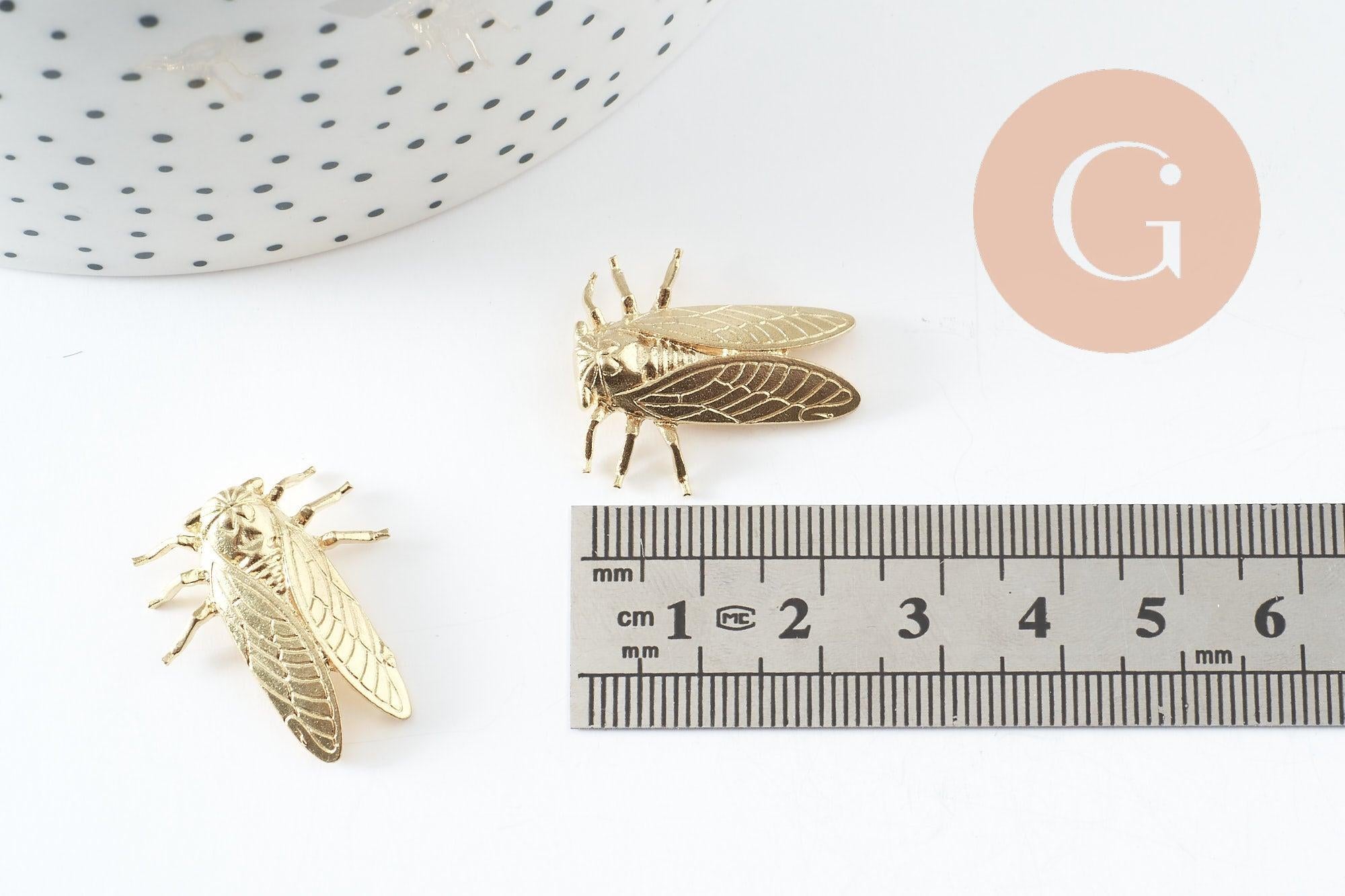 Pendentif cigale laiton brut 28mm, x2 (G1714)