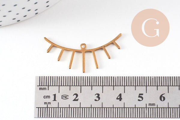 Pendentif cils laiton brut, fournitures pour bijoux, laiton brut,pendentif minimaliste ,bijoux moderne,x 2 36x18mm,G3230