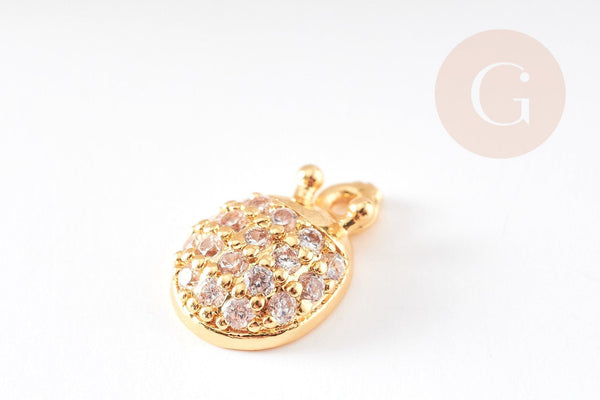 Pendentif coccinelle or cristal zircon, pendentif doré,pendentif cristal, bijou doré,création bijoux,9.5mm, x1 G2468