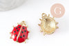 Pendentif coccinelle zamac émaillé 21,5mm pendentif animal, bijou coccinelle,création de bijou, x1 (G7116)