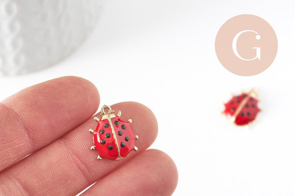 Pendentif coccinelle zamac émaillé 21,5mm pendentif animal, bijou coccinelle,création de bijou, x1 (G7116)