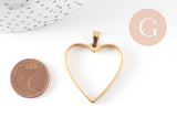 Pendentif coeur acier 304 inoxydable doré sans fond 33mm, x1 (G10793)