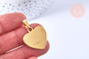 Pendentif cœur acier inoxydable 304 doré à graver 26mm, x1 (G6879)