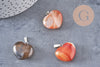 Pendentif coeur cornaline naturelle laiton argenté, pendentif pierre cornaline naturelle, bijoux en pierre naturelle, 23mm, x1 G5583