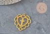 Pendentif coeur croix dentelé zamac doré 31mm, x1 (G11356)-Breloques et pendentifs-Gingerlily Perles