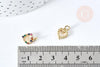 Pendentif coeur doré cristal zircons multicolores 10.5mm, pendentif laiton doré amour création bijoux, x1 G8519