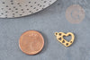 Pendentif coeur évidé Acier doré inoxydable, création bijou doré, 16mm, x1 G4830