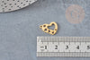 Pendentif coeur évidé Acier doré inoxydable, création bijou doré, 16mm, x1 G4830