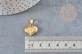 Pendentif coeur gravé acier 304 inoxydable doré 15mm, x1 (G6031)