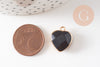 Pendentif coeur jade naturel noir facettes 17mm, x1 (G2525)