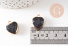 Pendentif coeur jade naturel noir facettes 17mm, x1 (G2525)
