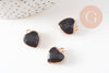 Pendentif coeur jade naturel noir facettes 17mm, x1 (G2525)