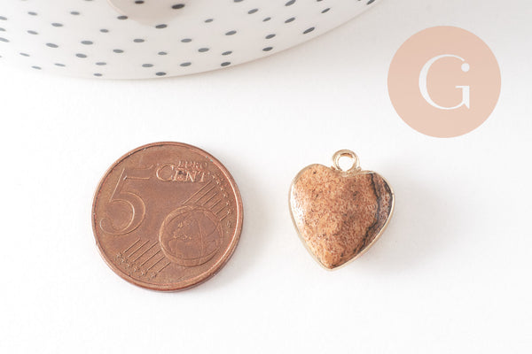 Pendentif coeur jaspe paysage facettes,pendentif bijoux, pendentif pierre,jaspe naturel, pendentif coeur,17mm,G2526