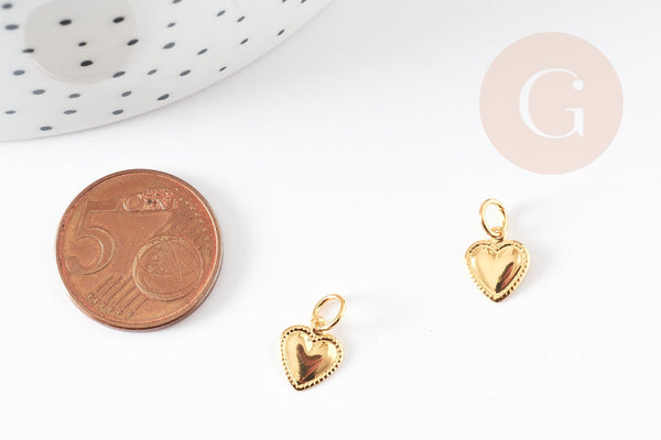 Pendentif coeur laiton doré 10mm, x5 (G1047)