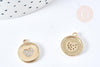 Pendentif cœur laiton doré 14K et cristal zircon 16mm,pendentif laiton amour pour création bijoux, x1 G8520