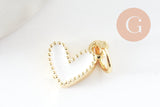 Pendentif coeur laiton doré émaillé,pendentif doré,coeur doré, pendentif laiton doré,9mm, x5 (G2409)