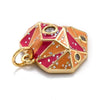 Pendentif coeur laiton doré émail rouge orange zircon, un pendentif à facette laiton coeur,sans nickel,16mm, x1 G5642