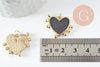 Pendentif coeur laiton doré émaillé,pendentif doré,coeur doré, pendentif laiton doré,23mm, x1 (G2950)