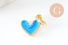 Pendentif coeur laiton doré émaillé,pendentif doré,coeur doré, pendentif laiton doré,9mm, x5 (G2409)