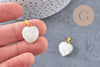 Pendentif coeur nacre blanche naturelle laiton doré 19mm, x1 (G1066)