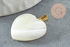 Pendentif coeur nacre blanche naturelle laiton doré 20mm, x1 (G2609)