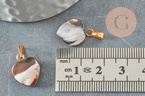 Pendentif coeur nacre noire naturelle doré,fourniture créative,pendentif coeur,coeur nacre,coquillage noir, 15mm, x1 ou x5 G0418